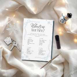 Winter Bow Blau Was ist in deiner Handtasche? Spie Einladung