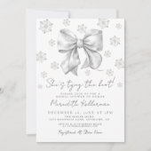 Winter Bow Bridal Dusche Einladung (Vorderseite)