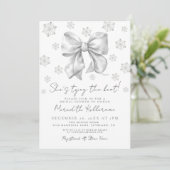 Winter Bow Bridal Dusche Einladung (Stehend Vorderseite)