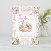 Winter Bow Let’s Par-tea Girl Birthday Snowflakes Einladung (Stehend Vorderseite)