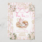 Winter Bow Let’s Par-tea Girl Birthday Snowflakes Einladung (Vorne/Hinten)