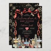 Winter Bow Nutcracker Ballet Baby Showflake Einladung (Vorne/Hinten)