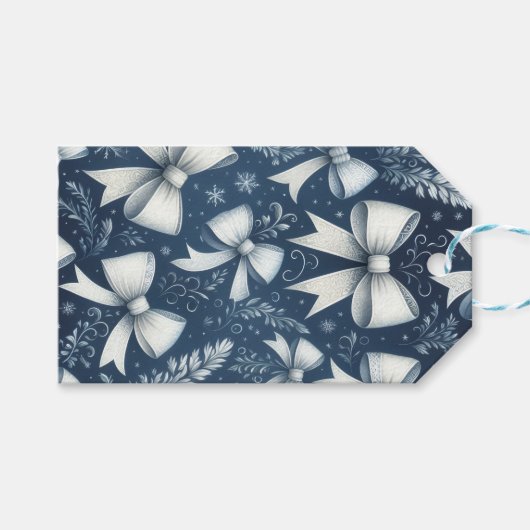 Winter Bows Geschenkanhänger (Vorderseite (Horizontal))