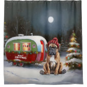 Winter Boxer Caravan Weihnachtsabenteuer Duschvorhang (Vorderseite)