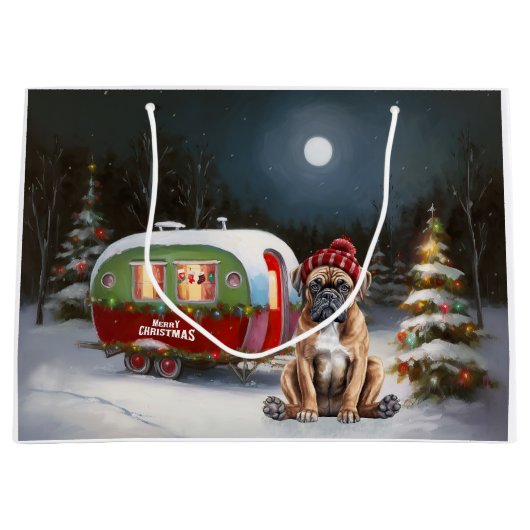 Winter Boxer Caravan Weihnachtsabenteuer Große Geschenktüte (Vorderseite)