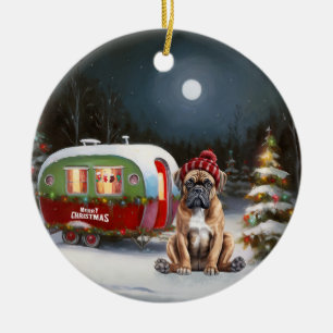 Winter Boxer Caravan Weihnachtsabenteuer Keramik Ornament