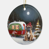 Winter Boxer Caravan Weihnachtsabenteuer Keramik Ornament (Links)
