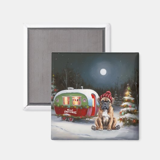 Winter Boxer Caravan Weihnachtsabenteuer Magnet (Vorderseite/Rückseite)