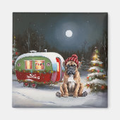 Winter Boxer Caravan Weihnachtsabenteuer Magnet (Vorne)
