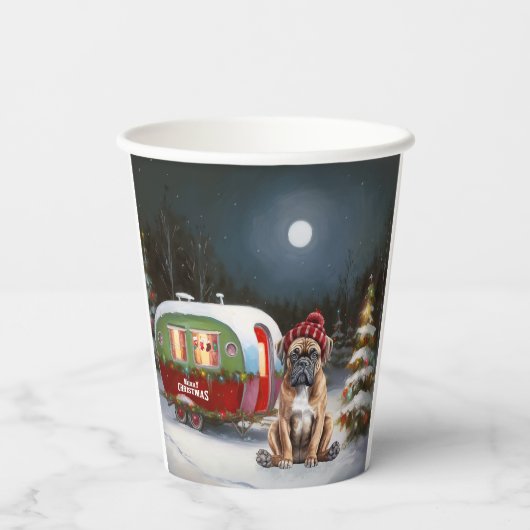Winter Boxer Caravan Weihnachtsabenteuer Pappbecher (Rückseite)