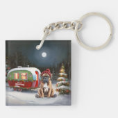 Winter Boxer Caravan Weihnachtsabenteuer Schlüsselanhänger (Rückseite)