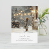 Winter Boy 1. Geburtstag Einladung (Stehend Vorderseite)