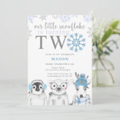 Winter Boy 2. Geburtstag Einladung (Stehend Vorderseite)