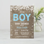 Winter Boy Baby Dusche Einladung (Stehend Vorderseite)
