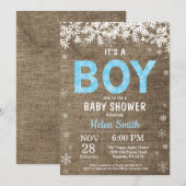 Winter Boy Baby Dusche Einladung (Vorne/Hinten)