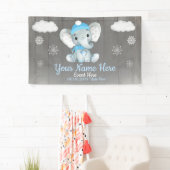 Winter Boy Elephant Hintergrund Blaue Schneeflocke Banner (Insitu)