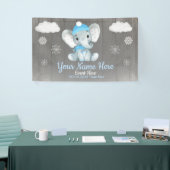 Winter Boy Elephant Hintergrund Blaue Schneeflocke Banner (Messeveranstaltung)
