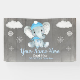 Winter Boy Elephant Hintergrund Blaue Schneeflocke Banner
