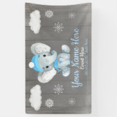 Winter Boy Elephant Hintergrund Blaue Schneeflocke Banner (Vertikal)
