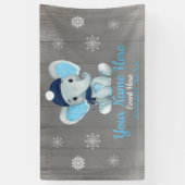 Winter Boy Elephant Hintergrund NavySnowflakes Ban Banner (Vertikal)