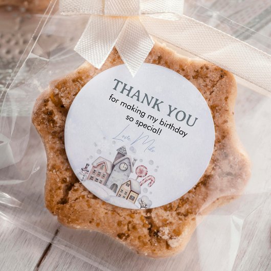 Winter Boy Onderland Birthday Classic Round Sticke Runder Aufkleber