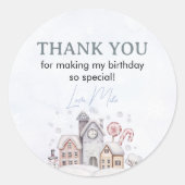 Winter Boy Onderland Birthday Classic Round Sticke Runder Aufkleber (Vorderseite)