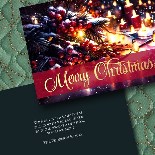 Winter Branch Berries Candles Lights Karte