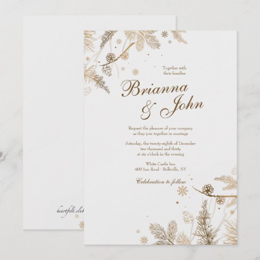 Winter Branches Hochzeitseinladung Einladung (Vorne/Hinten)