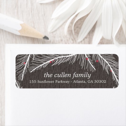 Winter Branches Holiday Rücksendeadressen-Aufklebe (Insitu)