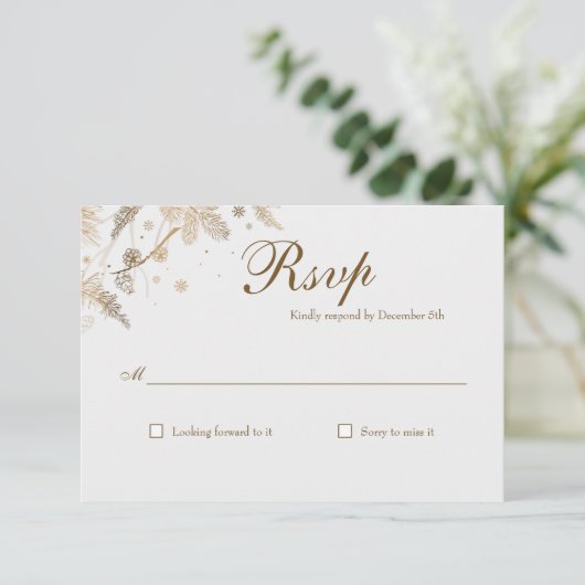 Winter Branches Wedding RSVP Einladung (Stehend Vorderseite)