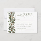 Winter-Brandzweige Pinecone Wedding Response Card RSVP Karte (Vorderseite)