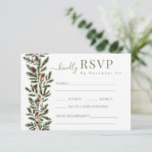 Winter-Brandzweige Pinecone Wedding Response Card RSVP Karte (Stehend Vorderseite)