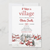 Winter braucht man eine Baby-Dusche im Dorf Einladung (Vorderseite)