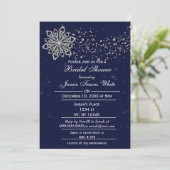 Winter-Brautparty "Blau" und "Silver Snowflake" Einladung (Stehend Vorderseite)