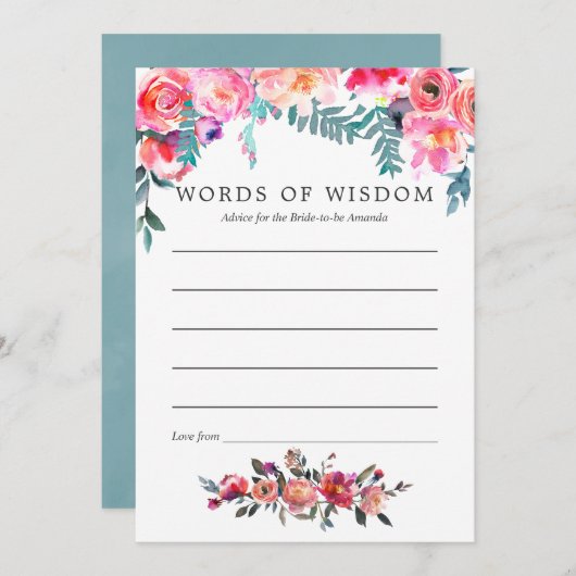 Winter Brautparty Blumenberater für Braut Einladung (Vorne/Hinten)