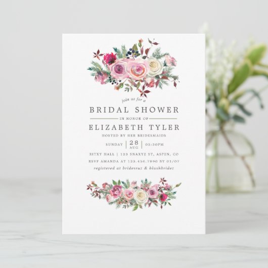 Winter Brautparty Blumenladen Einladung (Stehend Vorderseite)