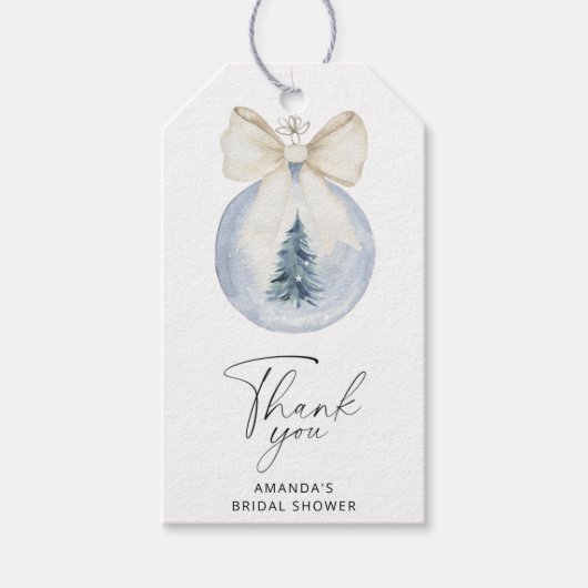 Winter-Brautparty dank Markierung Geschenkanhänger (Vorderseite)