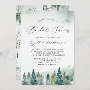Winter Brautparty Eleganter Wald Pine Trees Einladung