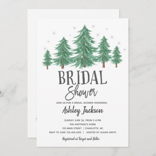 Winter Brautparty Grünwald Einladung (Vorne/Hinten)