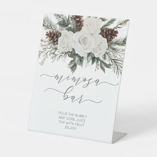 Winter Brautparty Mimosa Bar Sockelschild (Vorderseite)