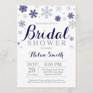 Winter Brautparty Navy Blue Snowflakes Einladung