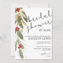 Winter Brautparty per Mail Einladung Gold Holly