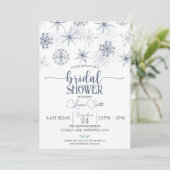 Winter-Brautparty Snowflakes Einladung (Stehend Vorderseite)