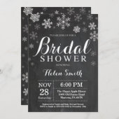 Winter Brautparty White Snowflake Chalkboard Einladung (Vorne/Hinten)