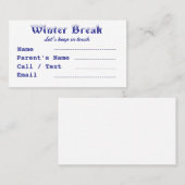 Winter Break Kids Visitenkarte (Vorne/Hinten)