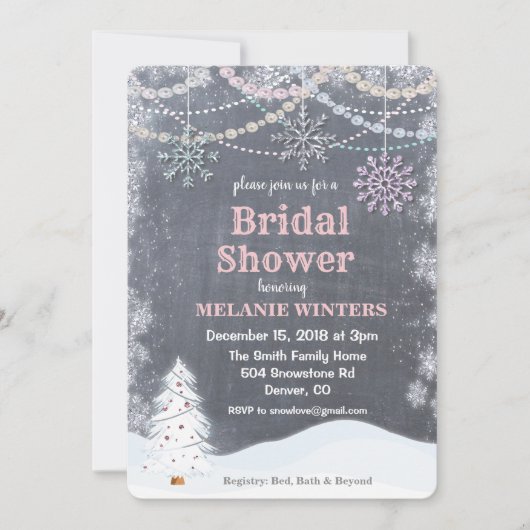 Winter Bridal Dusche Einladung (Vorderseite)