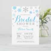 Winter Bridal Dusche Einladung Blaue Schneeflocke (Stehend Vorderseite)
