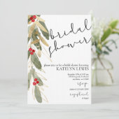 Winter Bridal Dusche Einladung Gold Holly (Stehend Vorderseite)