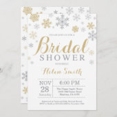 Winter Bridal Dusche Einladung Gold Snowflake (Vorne/Hinten)