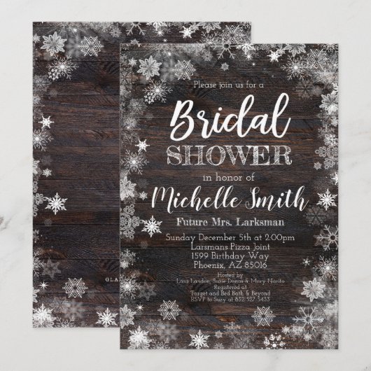 Winter Bridal Dusche Einladung, Rustic Bridal Einladung (Vorne/Hinten)